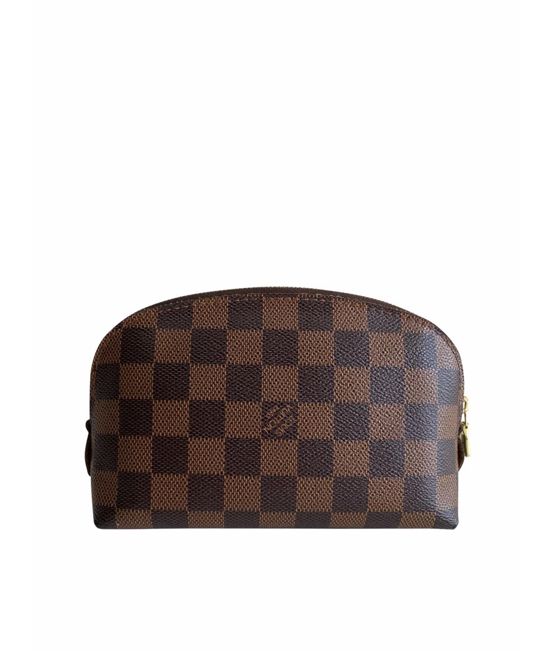 LOUIS VUITTON Коричневая кожаная косметичка, фото 1