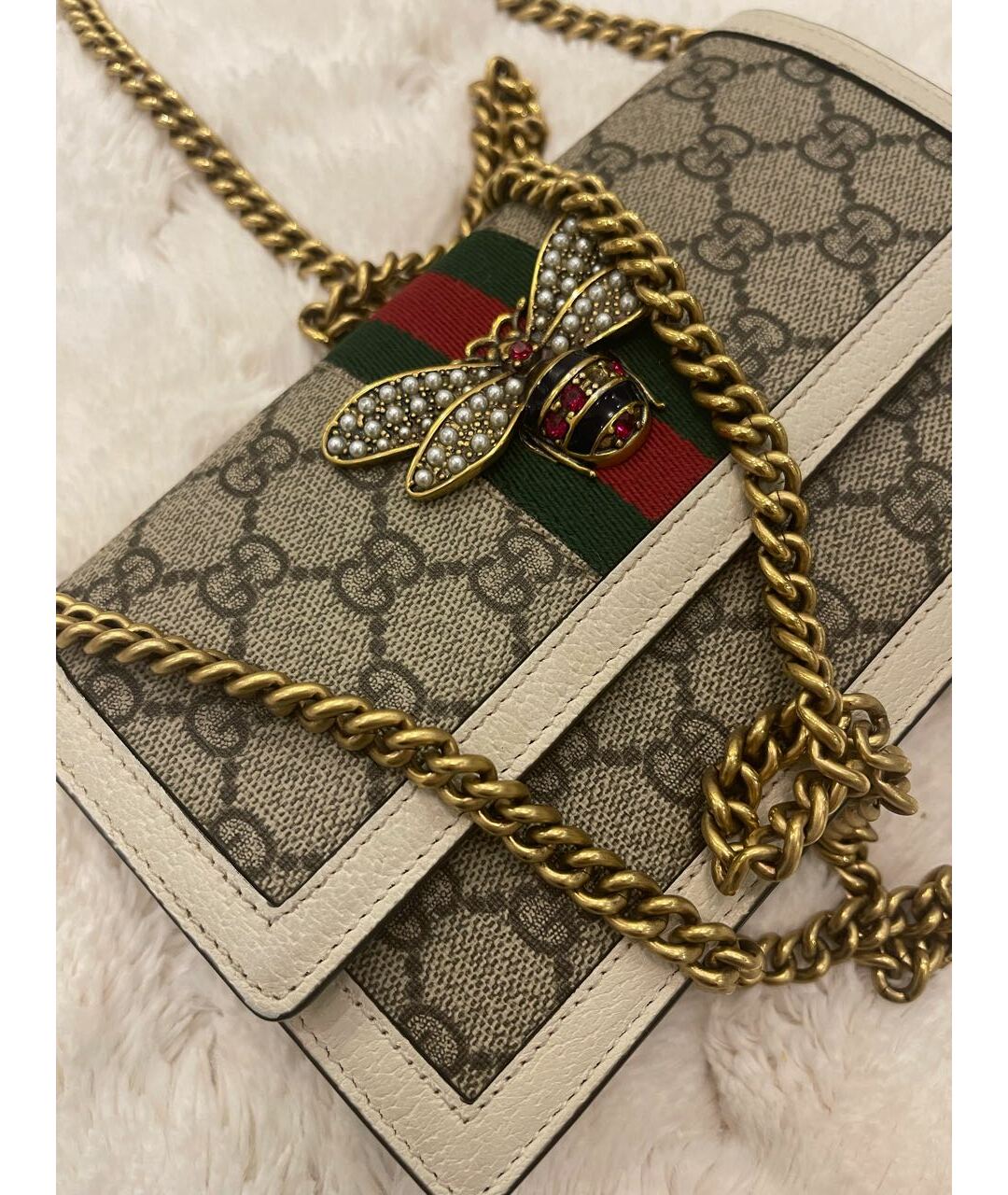 GUCCI Белая кожаная сумка тоут, фото 2