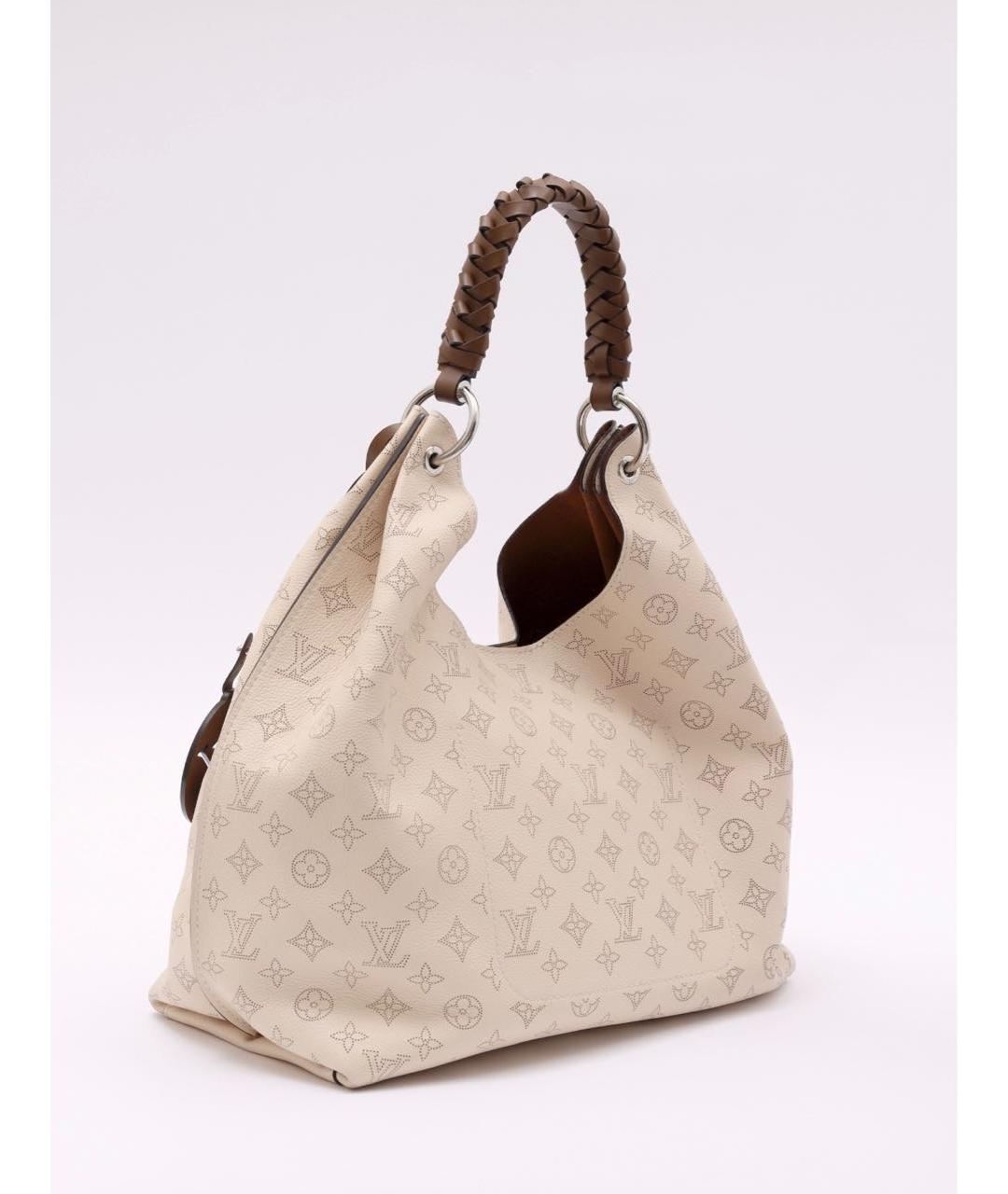 LOUIS VUITTON Бежевая кожаная сумка с короткими ручками, фото 3
