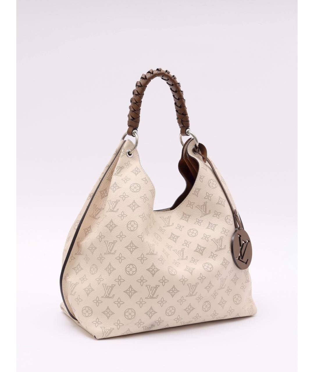 LOUIS VUITTON Бежевая кожаная сумка с короткими ручками, фото 2