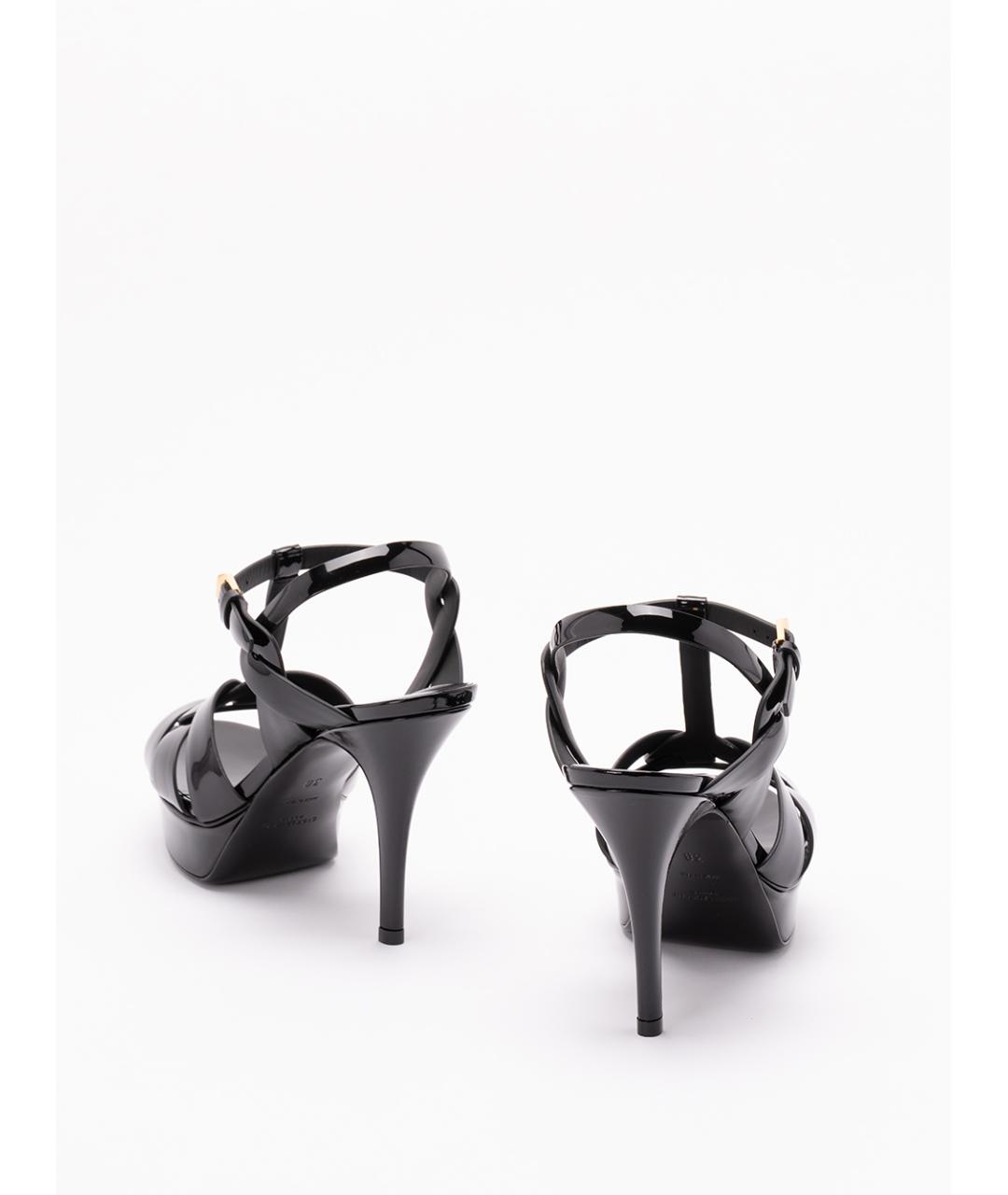 SAINT LAURENT Черные кожаные босоножки, фото 2
