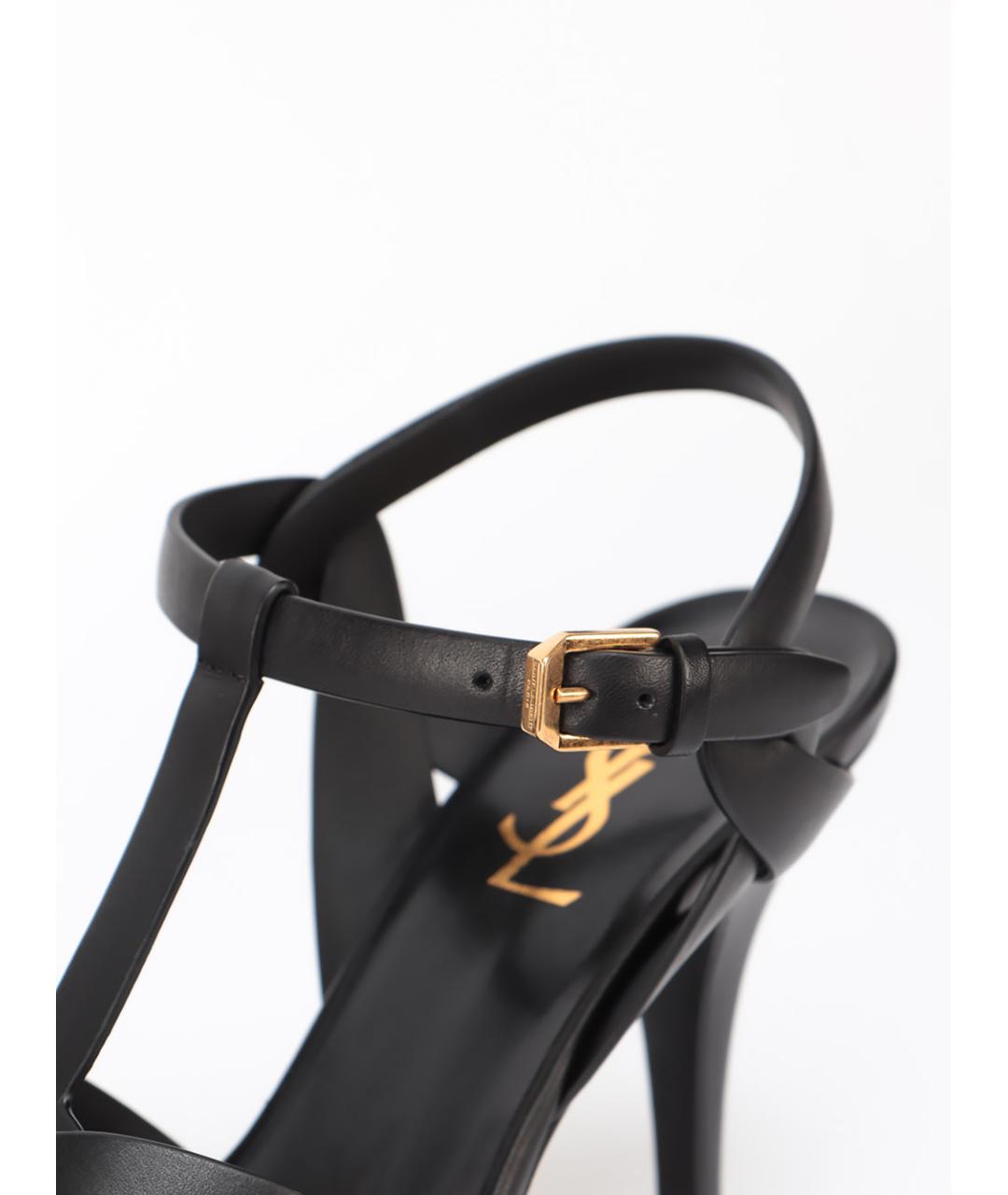 SAINT LAURENT Черные кожаные босоножки, фото 5