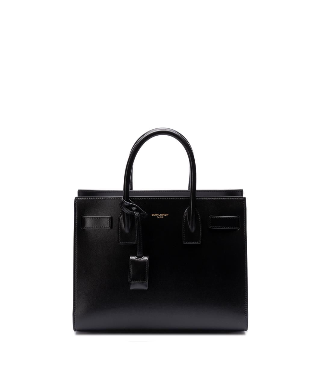 SAINT LAURENT Черная кожаная сумка с короткими ручками, фото 1