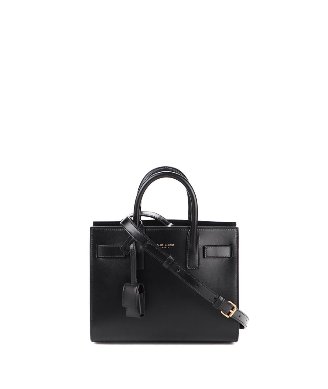 SAINT LAURENT Черная кожаная сумка с короткими ручками, фото 1