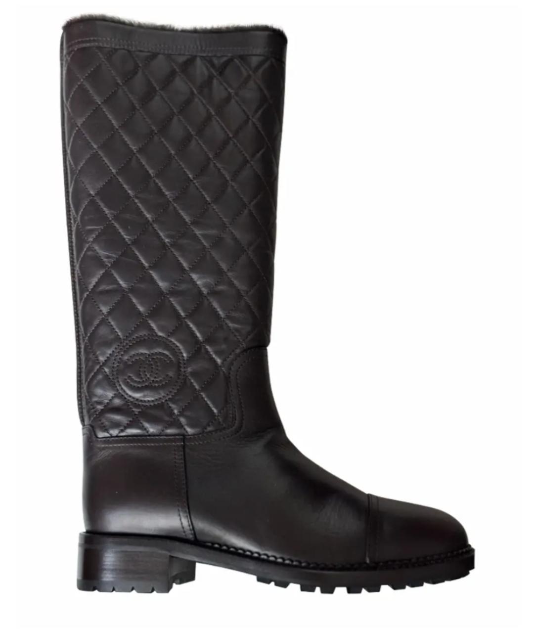 CHANEL Коричневые кожаные полусапоги, фото 1