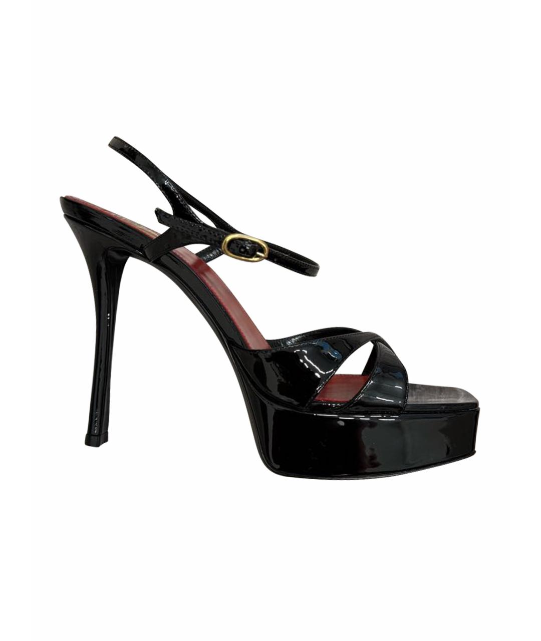 SAINT LAURENT Черные кожаные босоножки, фото 5