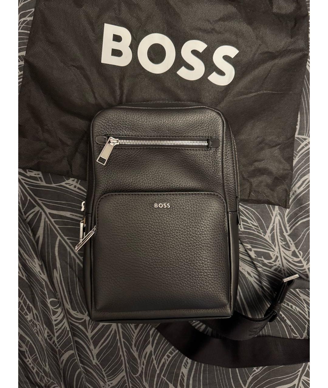 HUGO BOSS Черная кожаная поясная сумка, фото 5