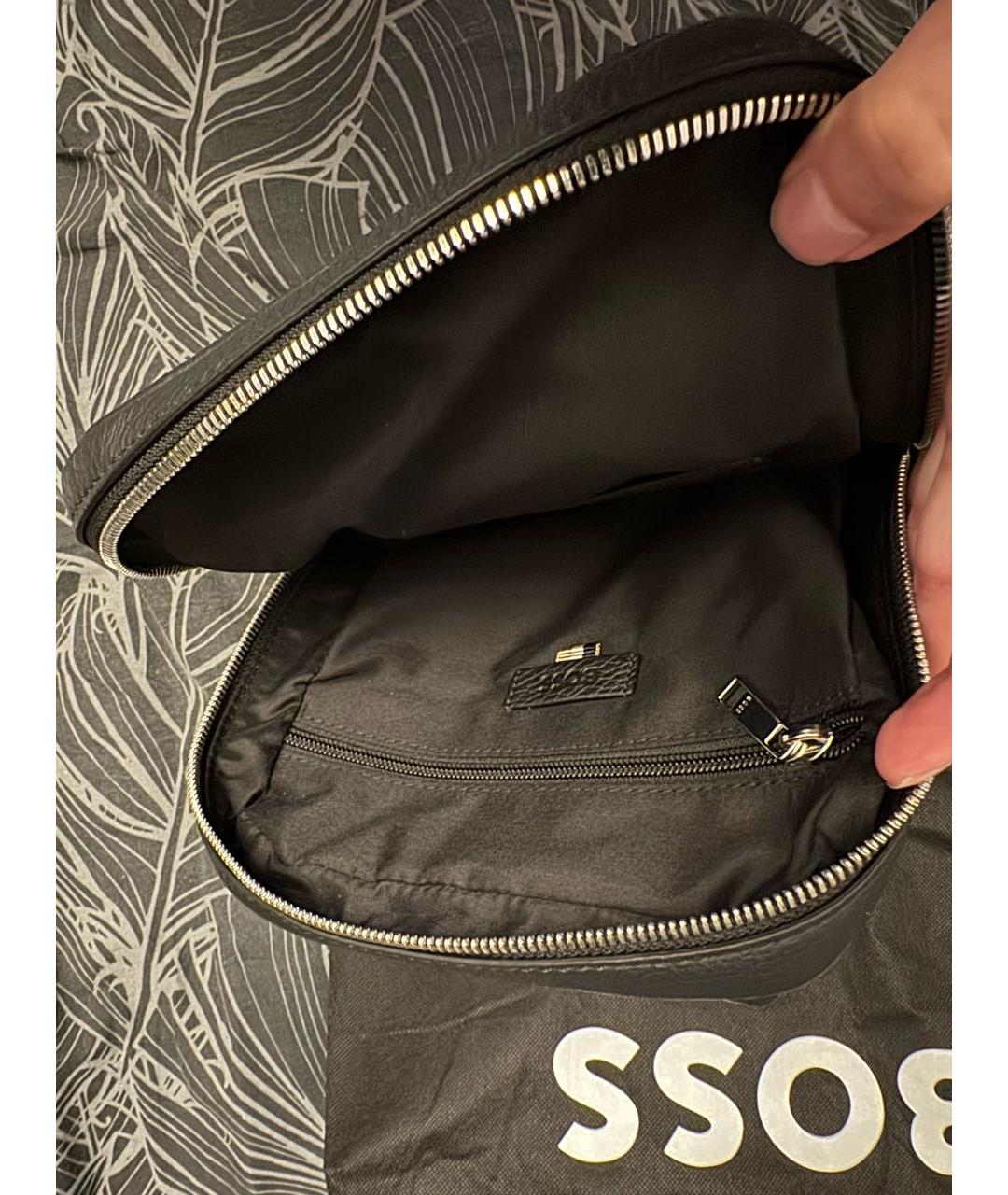HUGO BOSS Черная кожаная поясная сумка, фото 4