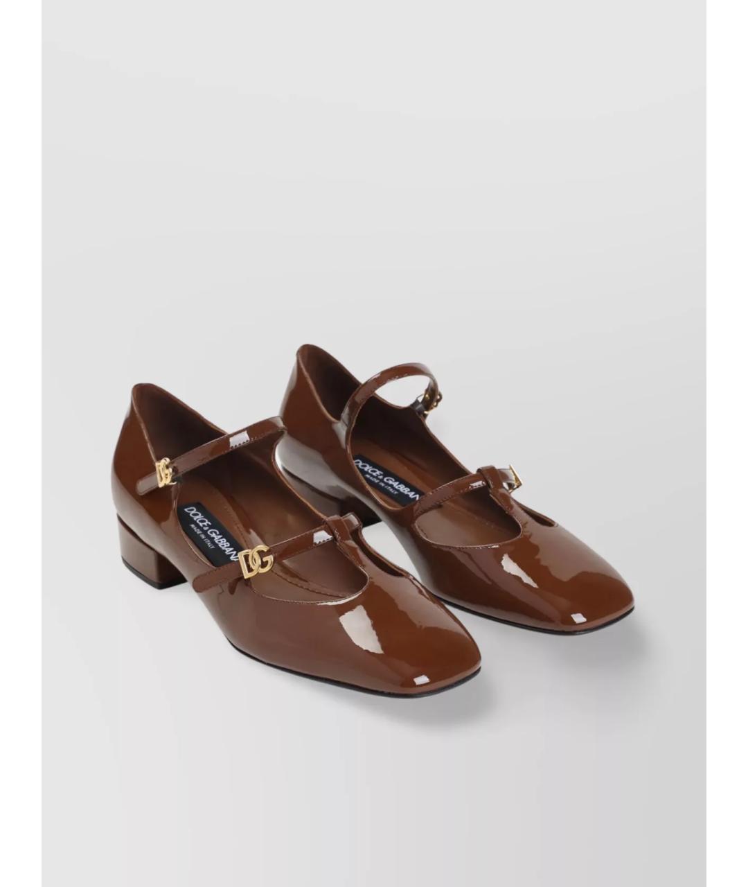DOLCE&GABBANA Коричневые балетки из лакированной кожи, фото 2
