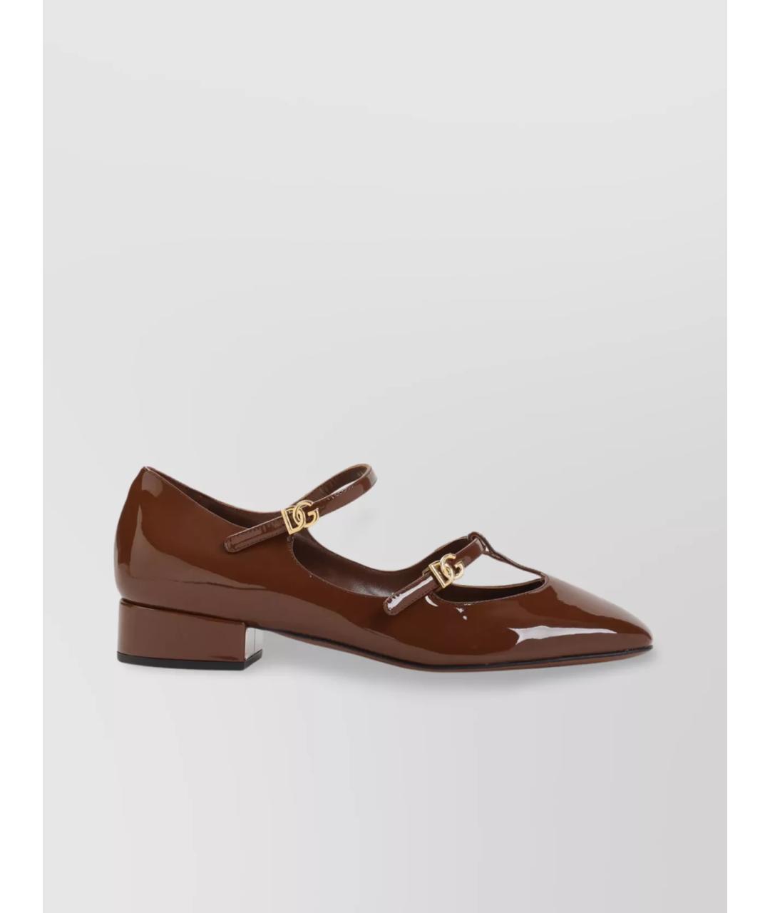 DOLCE&GABBANA Коричневые балетки из лакированной кожи, фото 4