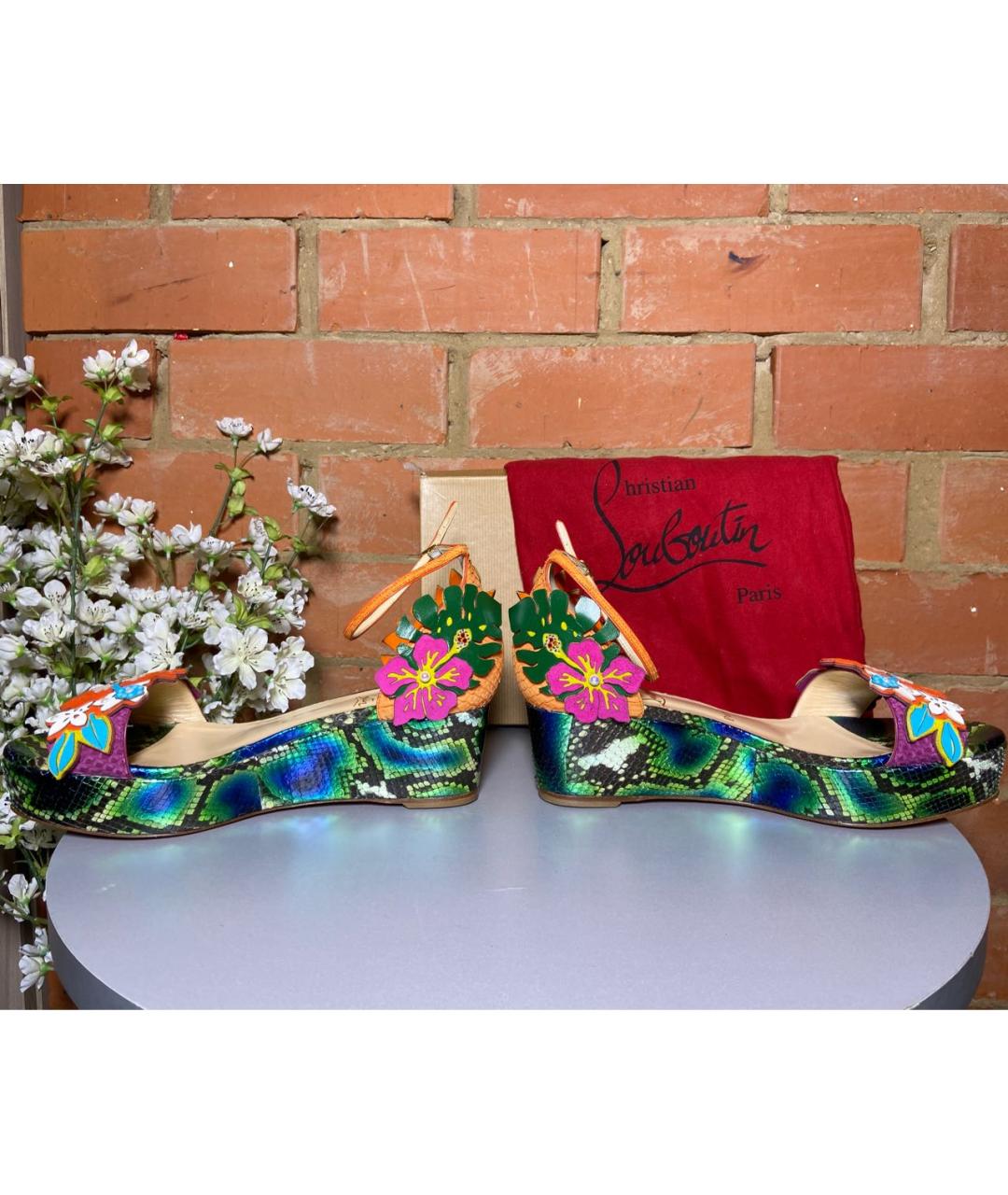 CHRISTIAN LOUBOUTIN Мульти босоножки из экзотической кожи, фото 4