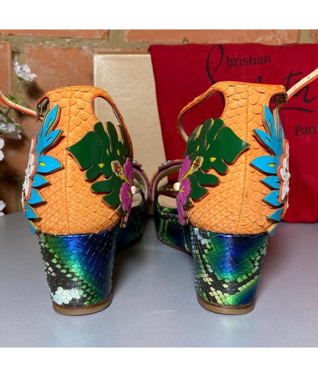 CHRISTIAN LOUBOUTIN Мульти босоножки из экзотической кожи, фото 5