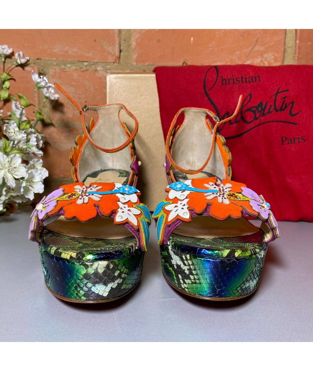 CHRISTIAN LOUBOUTIN Мульти босоножки из экзотической кожи, фото 2