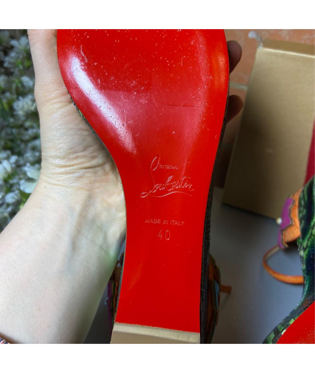 CHRISTIAN LOUBOUTIN Мульти босоножки из экзотической кожи, фото 7