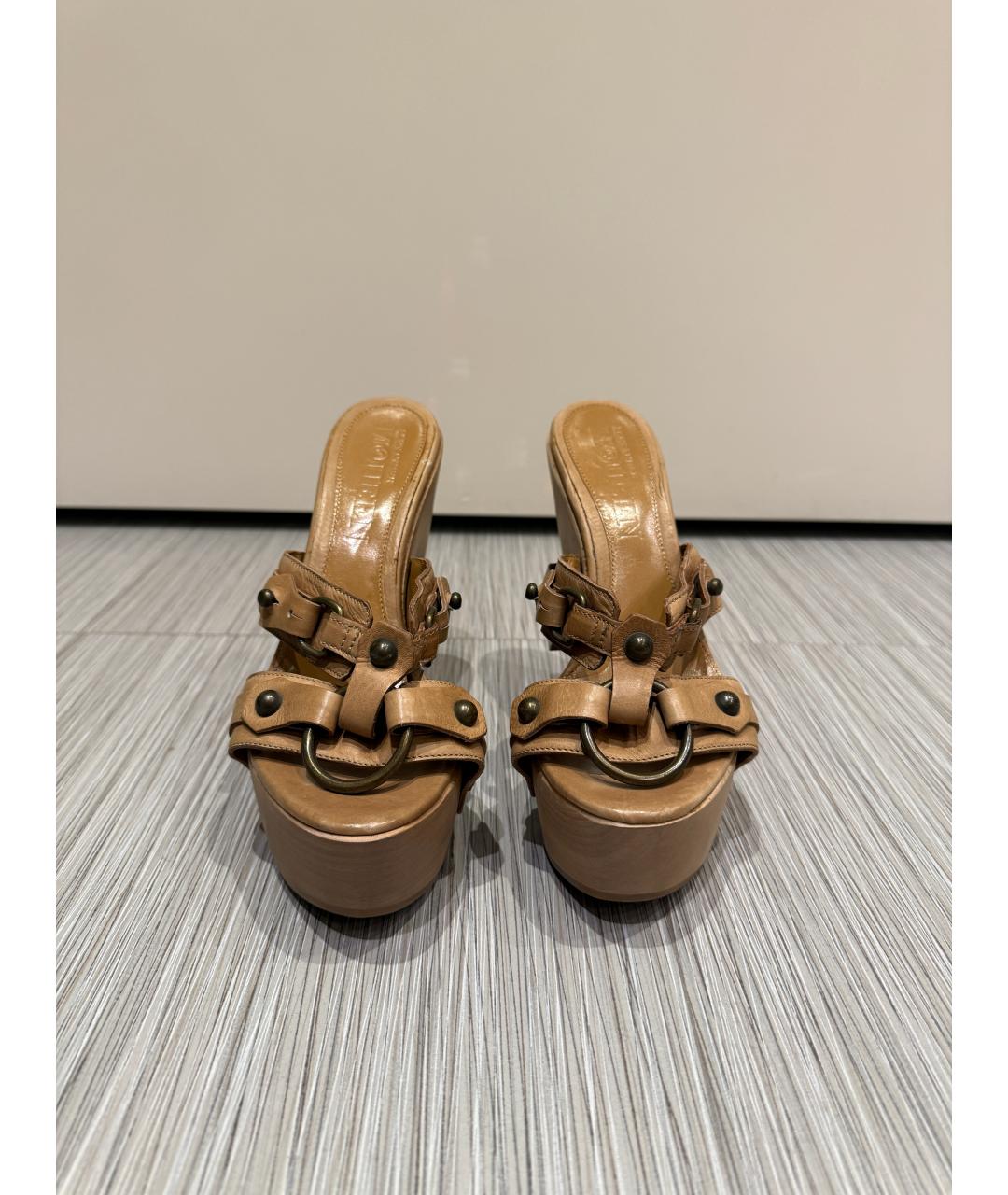 ALEXANDER MCQUEEN Бежевые кожаные босоножки, фото 2