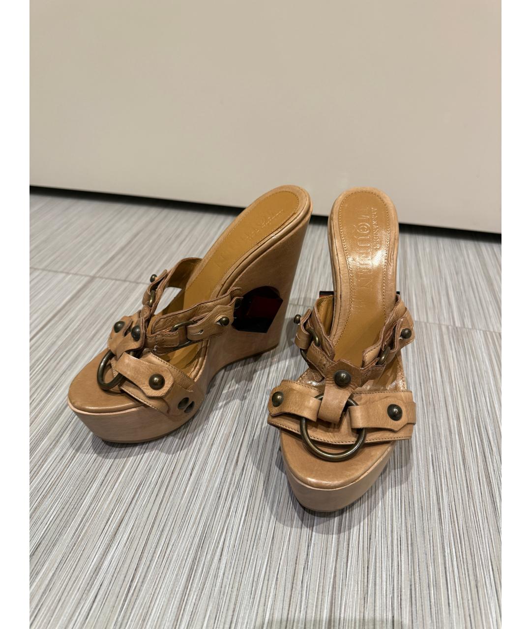 ALEXANDER MCQUEEN Бежевые кожаные босоножки, фото 8