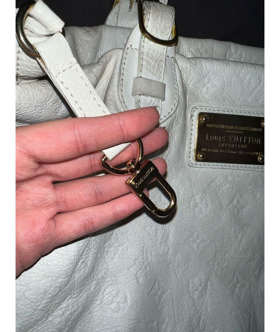 LOUIS VUITTON Белая кожаная сумка тоут, фото 5