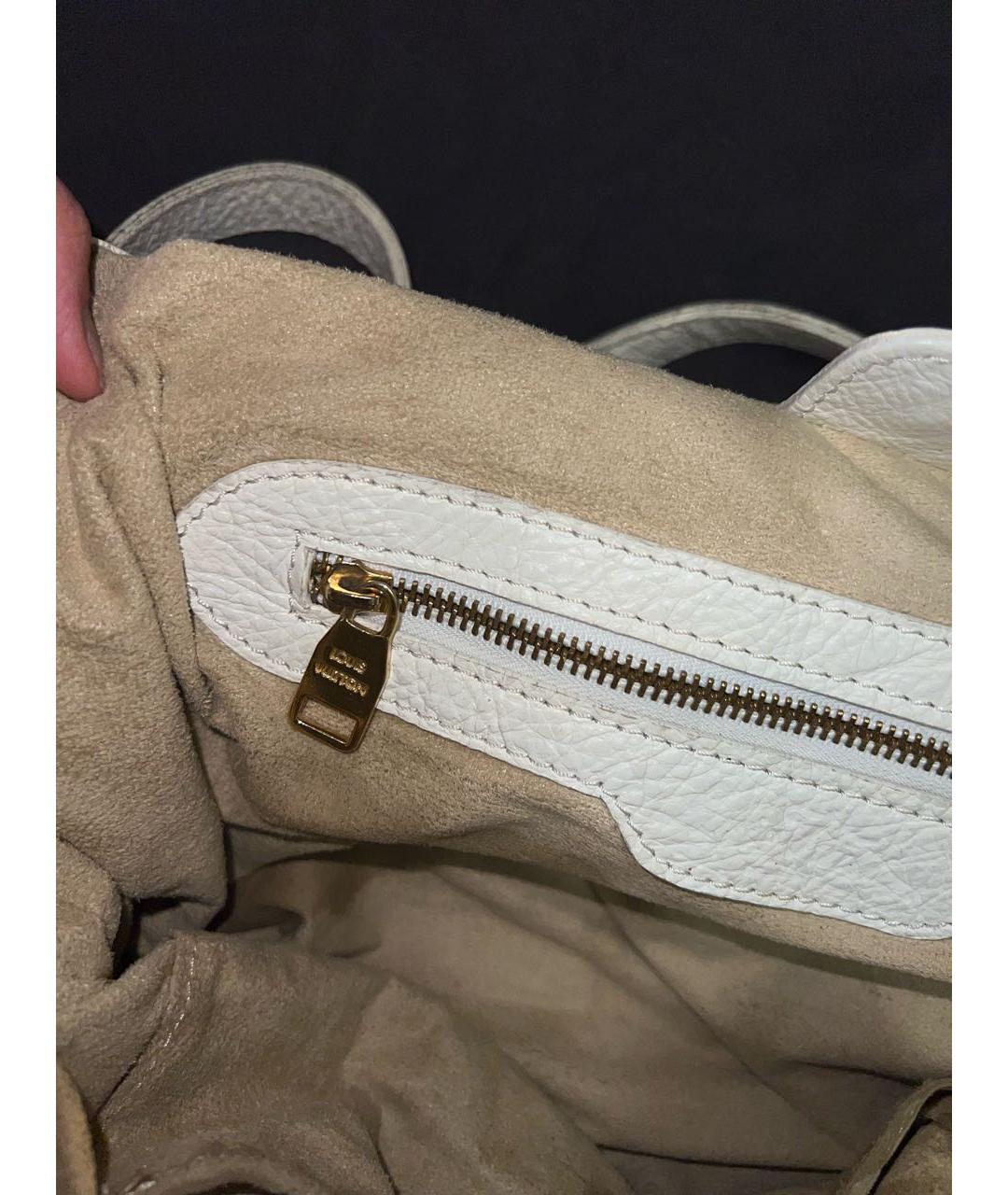 LOUIS VUITTON Белая кожаная сумка тоут, фото 6