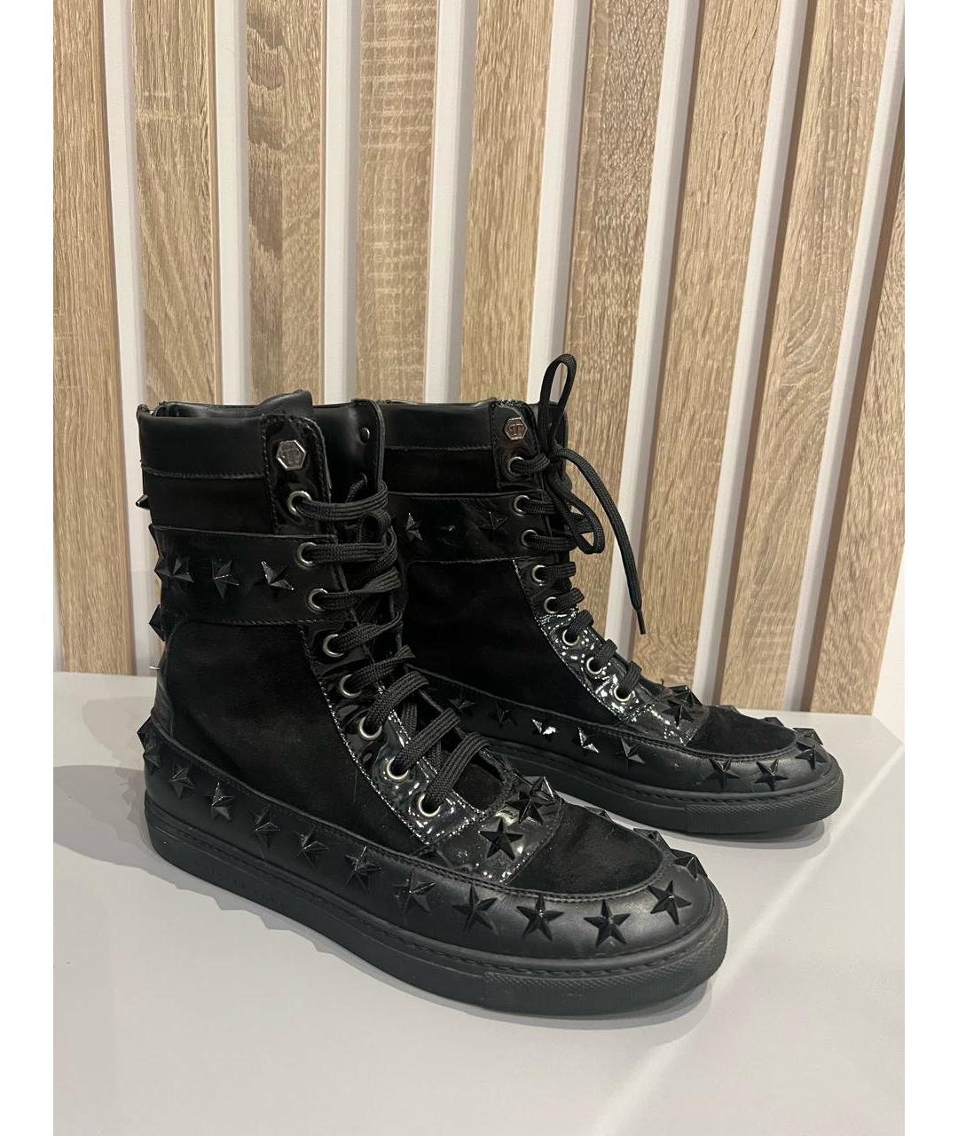 PHILIPP PLEIN Черные кожаные кеды, фото 8