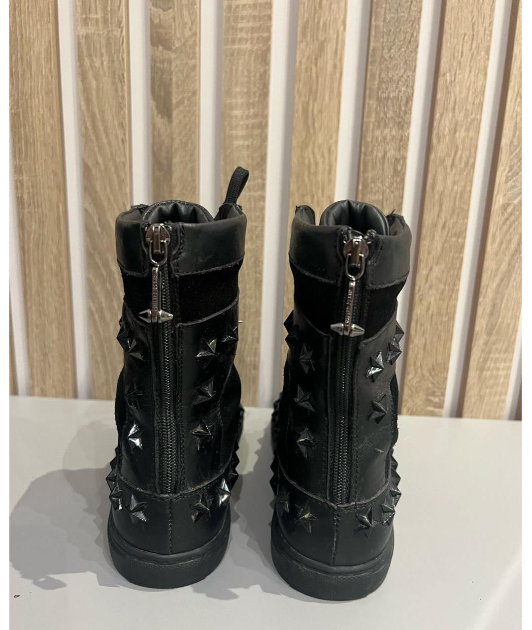PHILIPP PLEIN Черные кожаные кеды, фото 4
