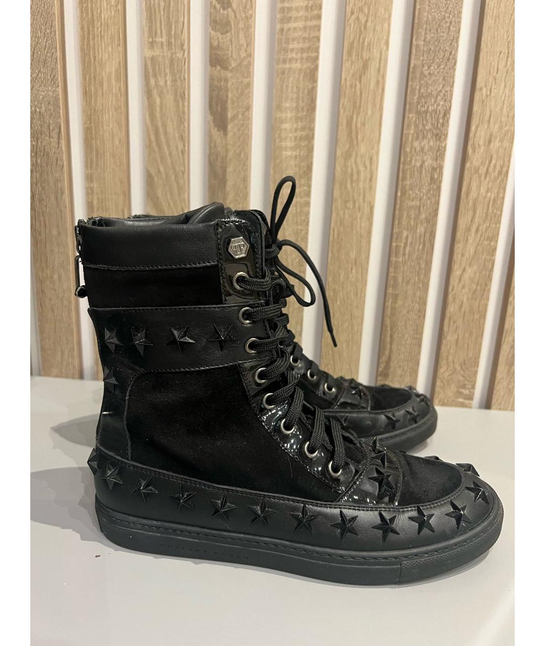 PHILIPP PLEIN Черные кожаные кеды, фото 9