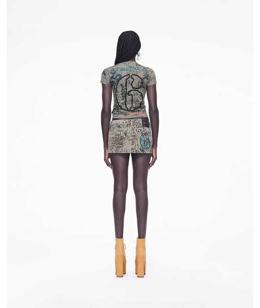 MARC JACOBS Хаки хлопковая футболка, фото 5