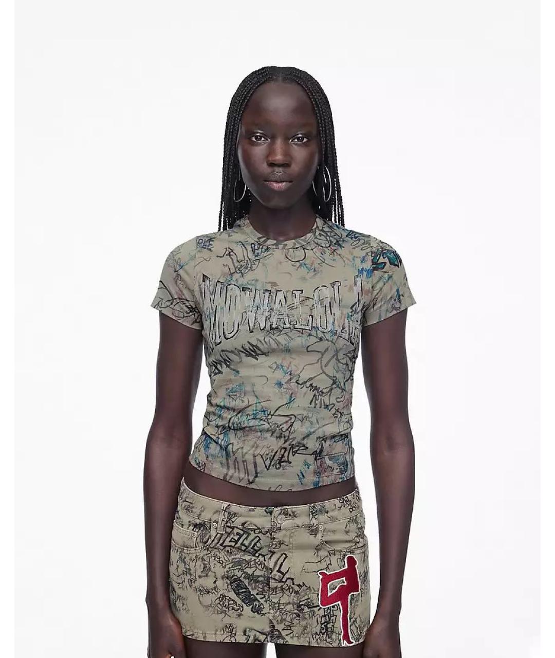 MARC JACOBS Хаки хлопковая футболка, фото 4
