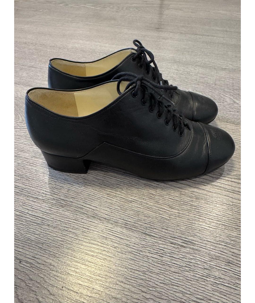 CHANEL Черные кожаные туфли, фото 5