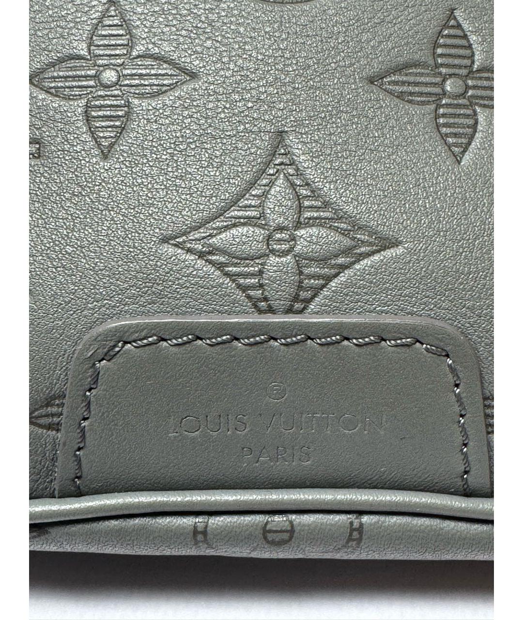 LOUIS VUITTON Серая кожаная поясная сумка, фото 8