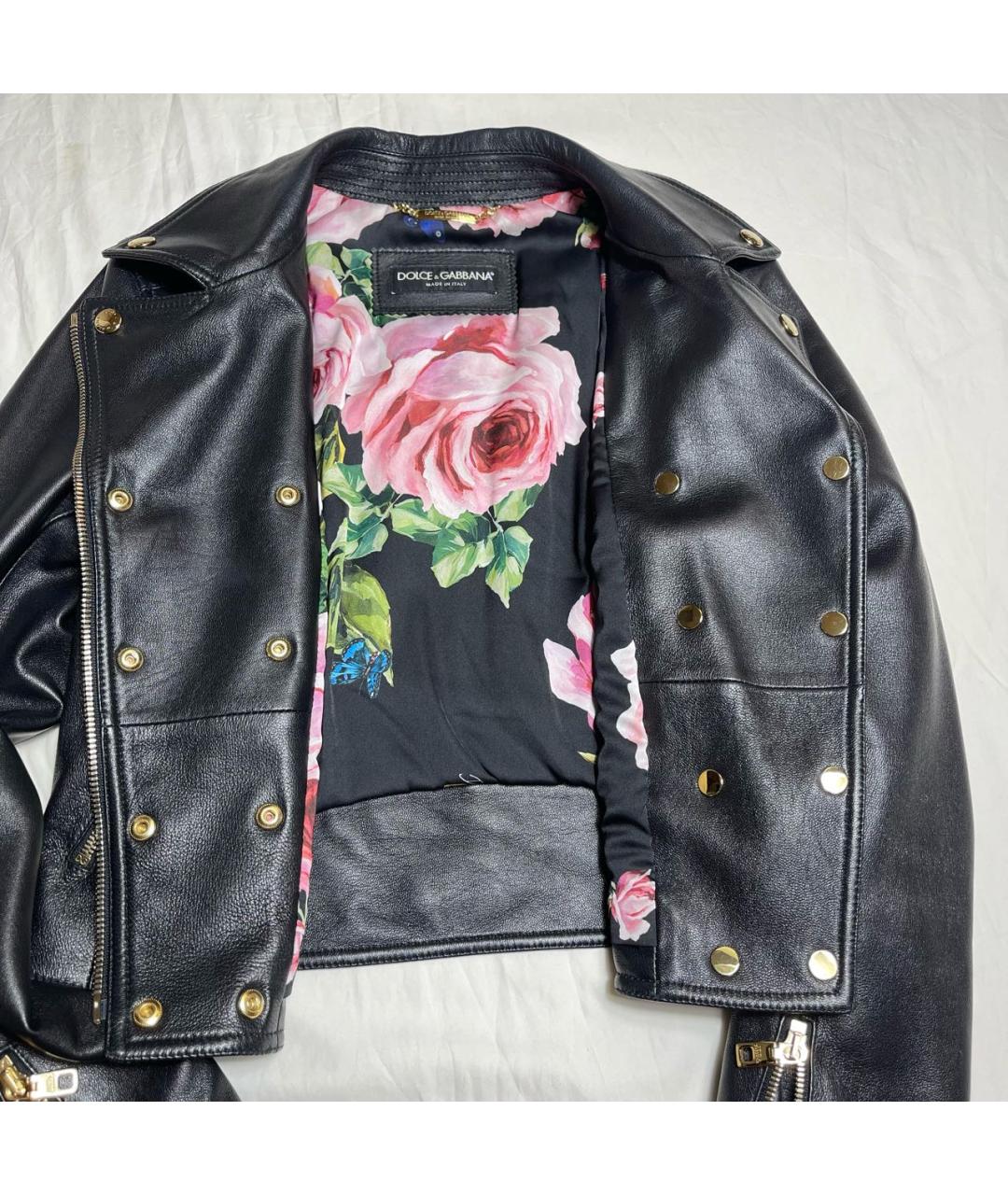 DOLCE&GABBANA Черная кожаная куртка, фото 3