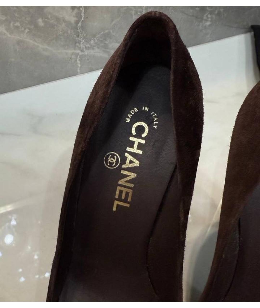 CHANEL Коричневые замшевые туфли, фото 8