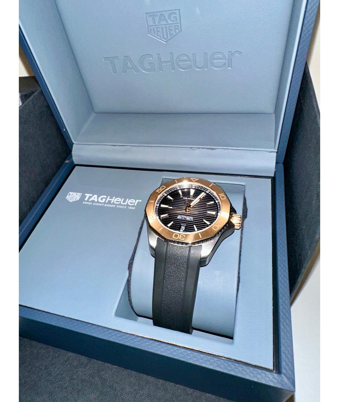 TAG HEUER Черные часы из золота и стали, фото 6