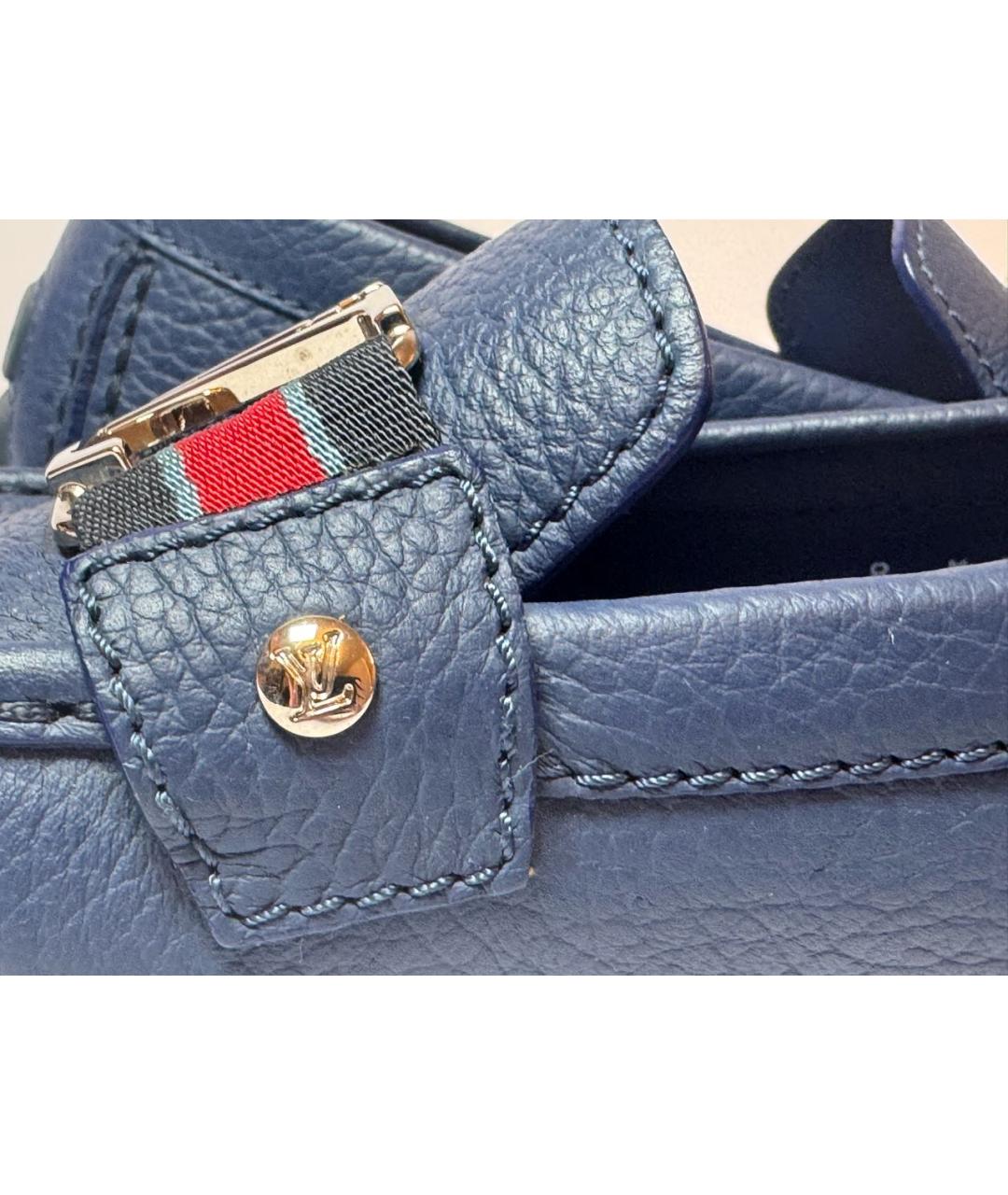 LOUIS VUITTON Синие кожаные мокасины, фото 8