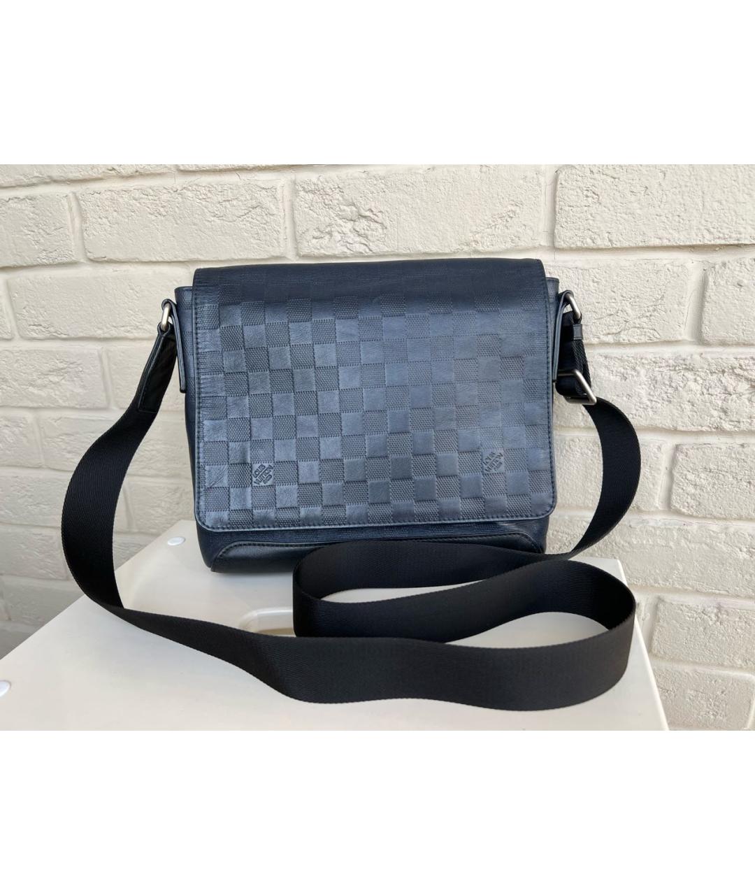 LOUIS VUITTON Темно-синяя кожаная сумка на плечо, фото 9