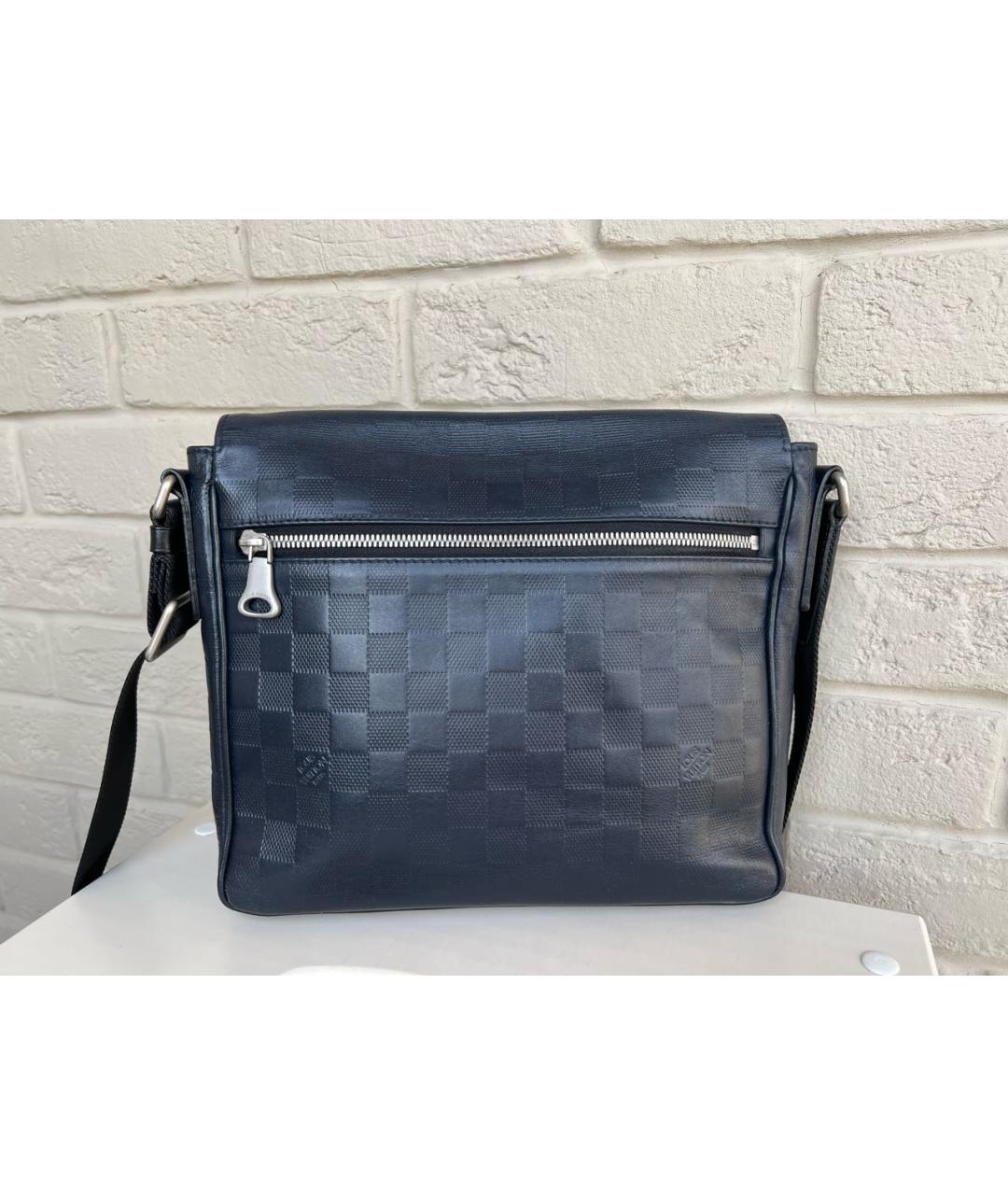 LOUIS VUITTON Темно-синяя кожаная сумка на плечо, фото 4
