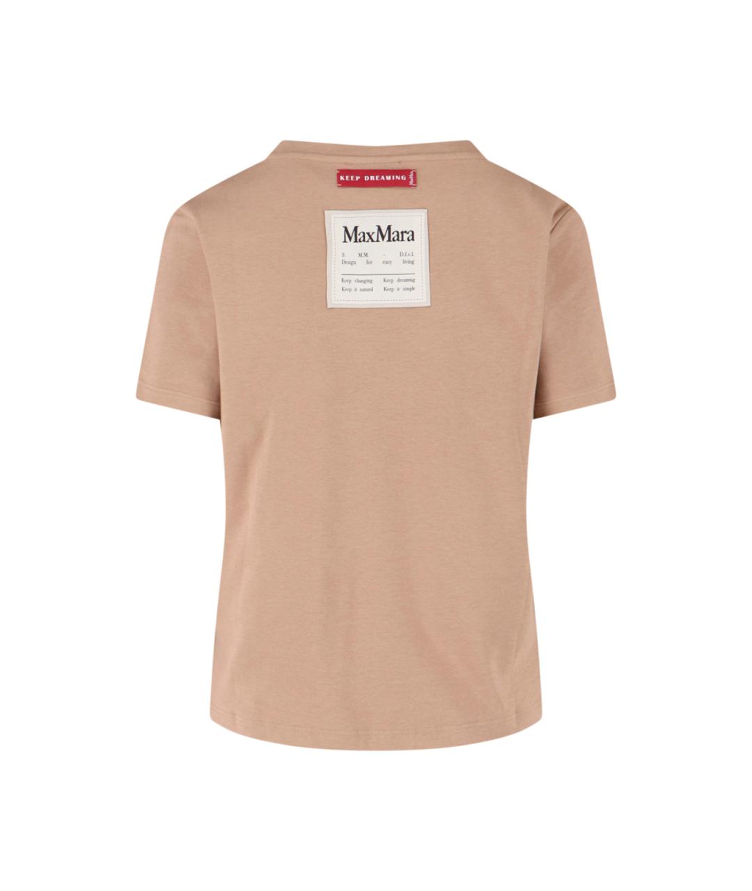 'S MAX MARA Бежевая хлопковая футболка, фото 2