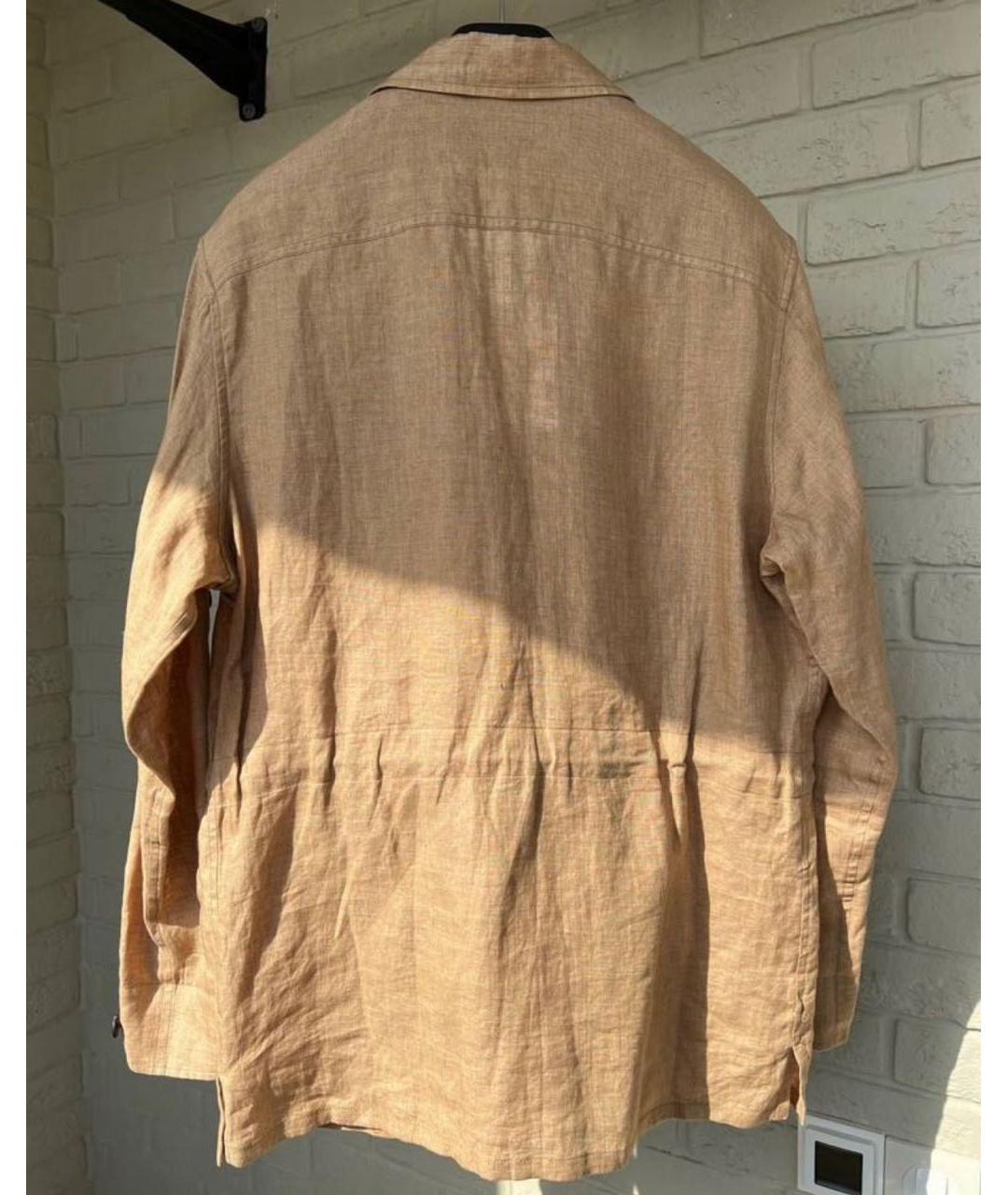 BRIONI Бежевая льняная кэжуал рубашка, фото 3