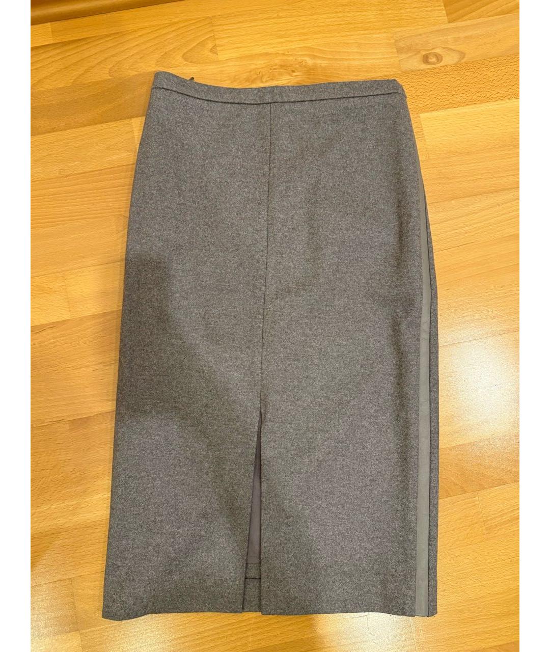 WEEKEND MAX MARA Серая шерстяная юбка миди, фото 7