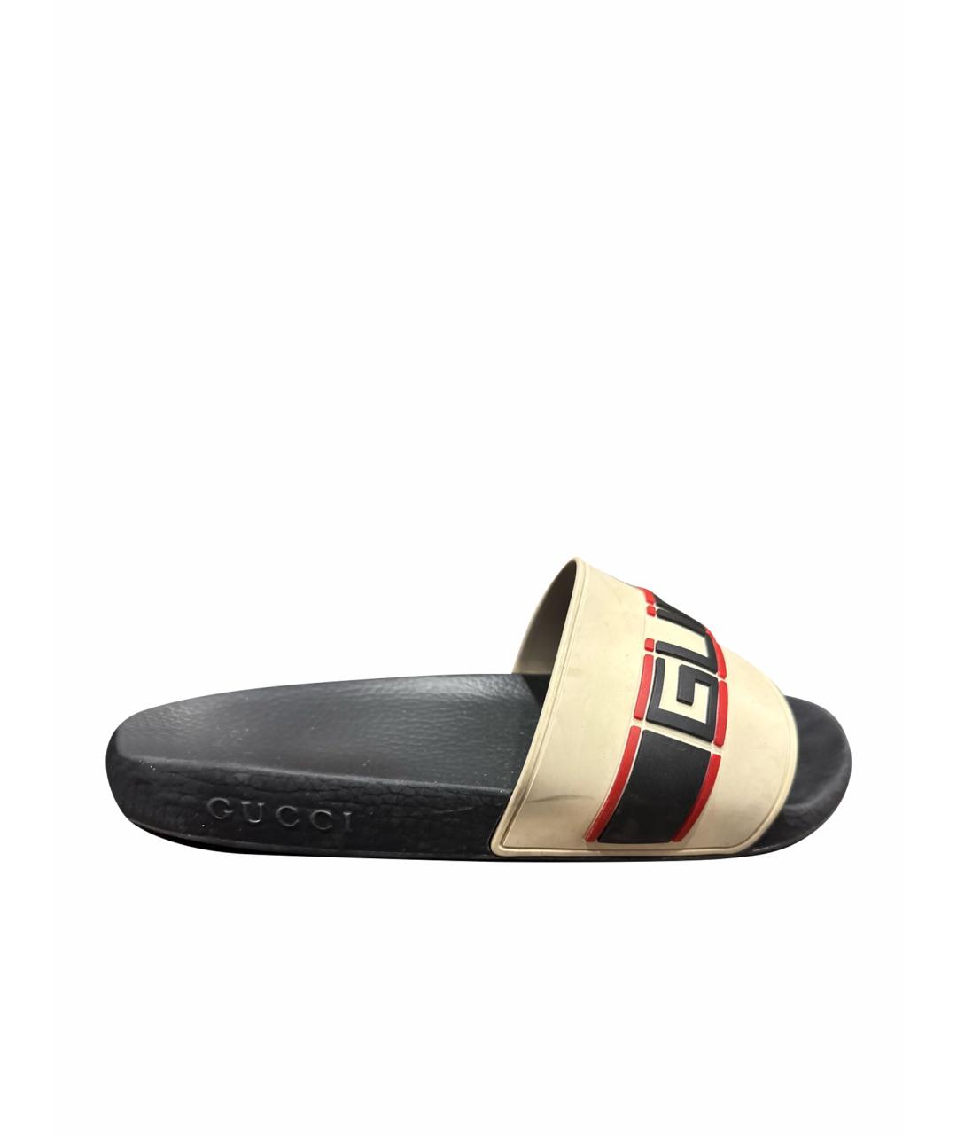 GUCCI Белые резиновые шлепанцы, фото 1