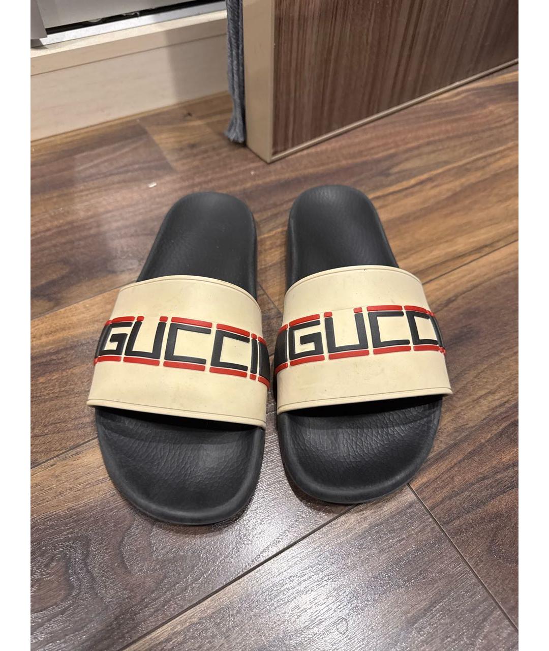 GUCCI Белые резиновые шлепанцы, фото 2
