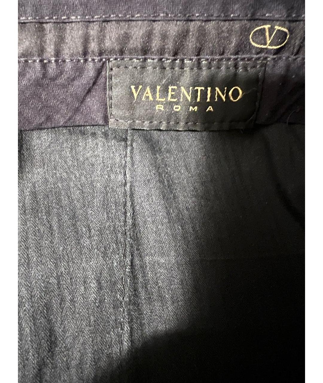 VALENTINO Темно-синие шерстяные классические брюки, фото 3