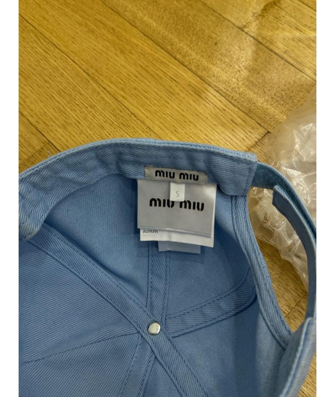 MIU MIU Голубая хлопковая кепка, фото 4