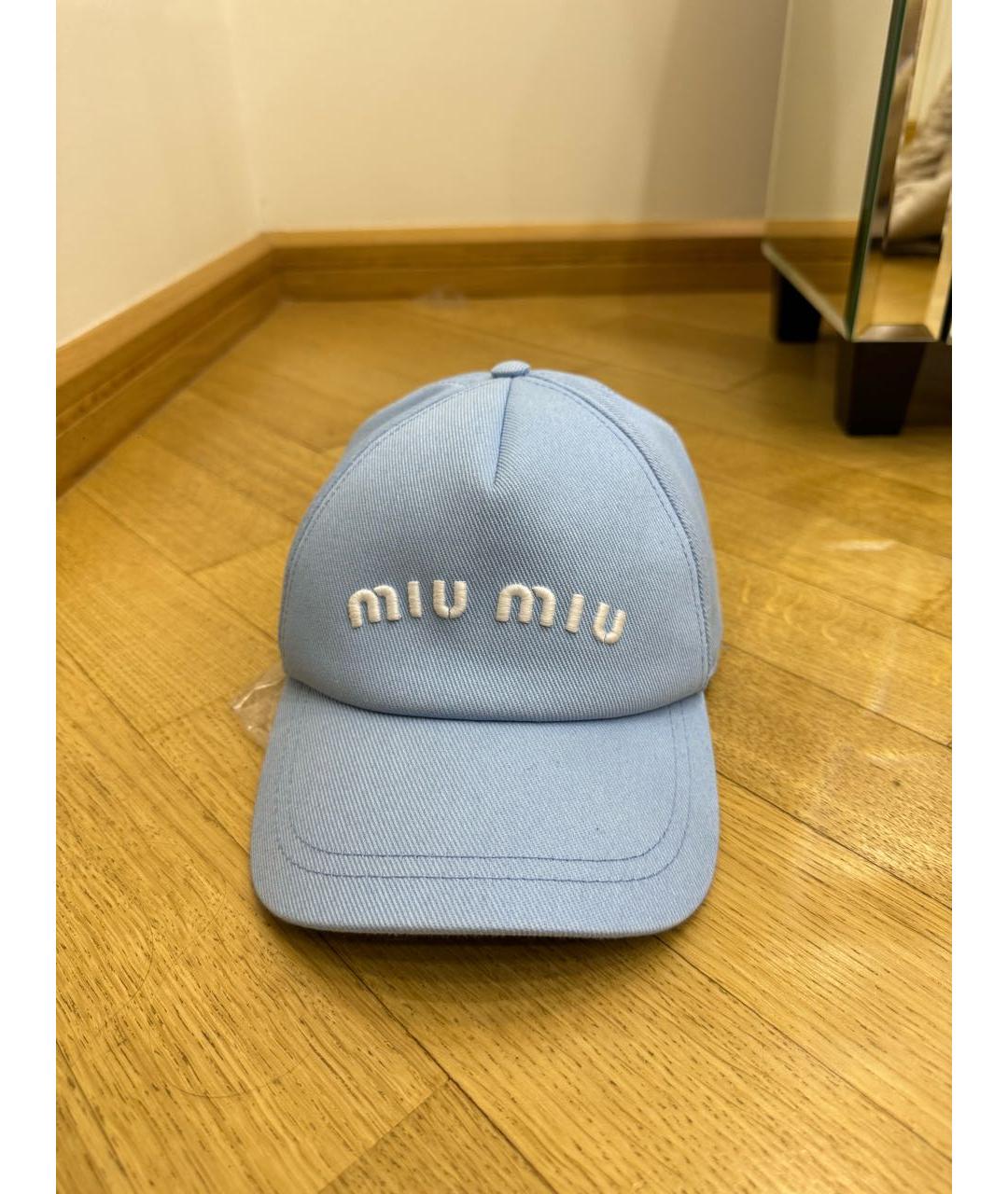 MIU MIU Голубая хлопковая кепка, фото 7