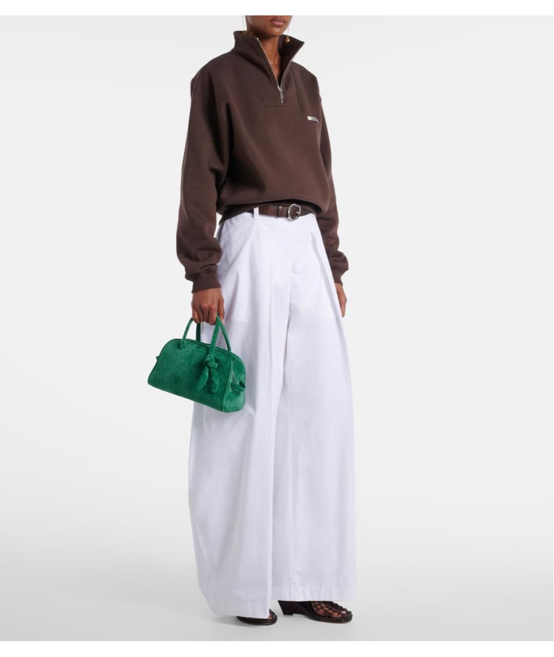 JACQUEMUS Зеленая замшевая сумка с короткими ручками, фото 6