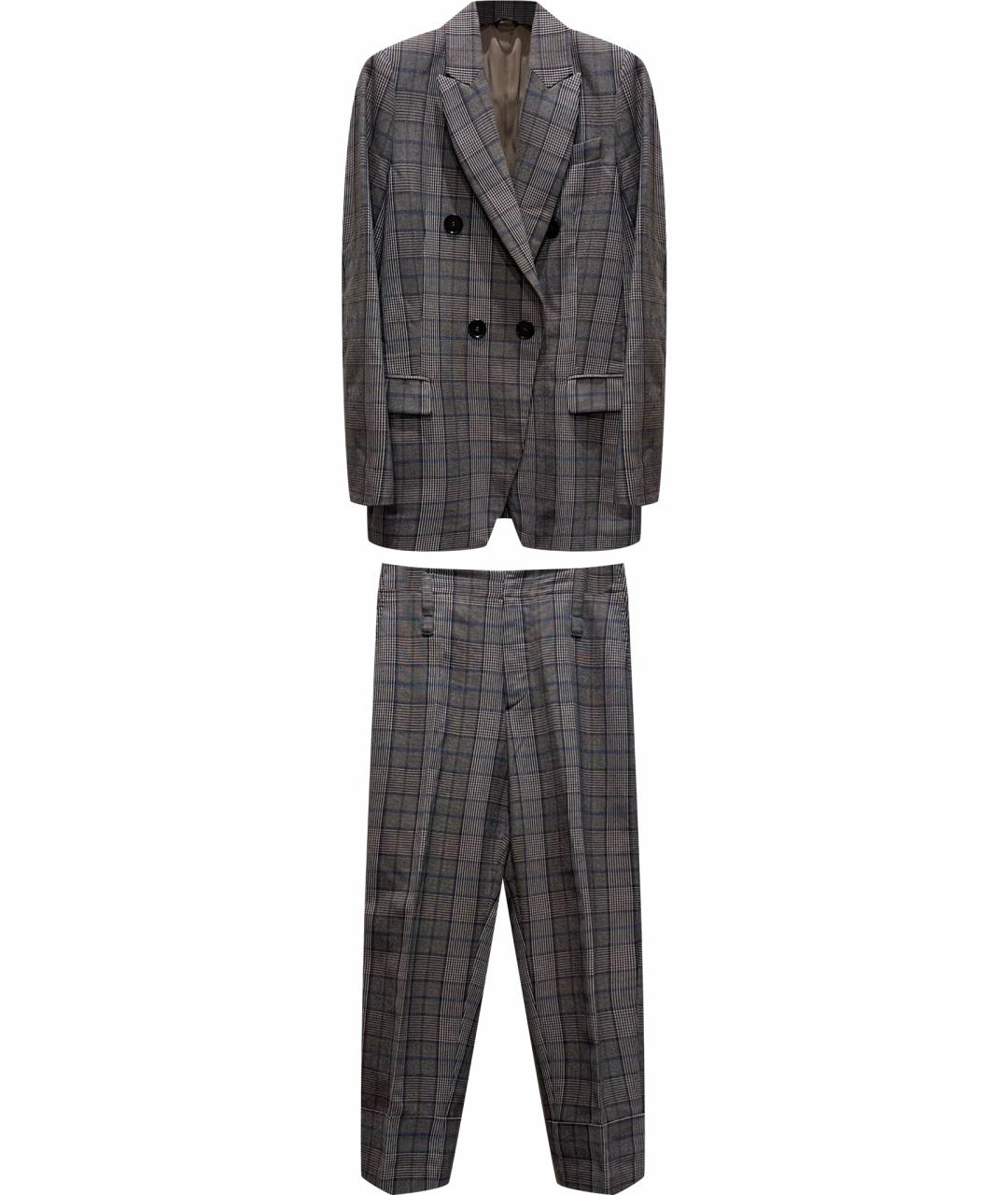 BRUNELLO CUCINELLI Коричневый шерстяной костюм с брюками, фото 1