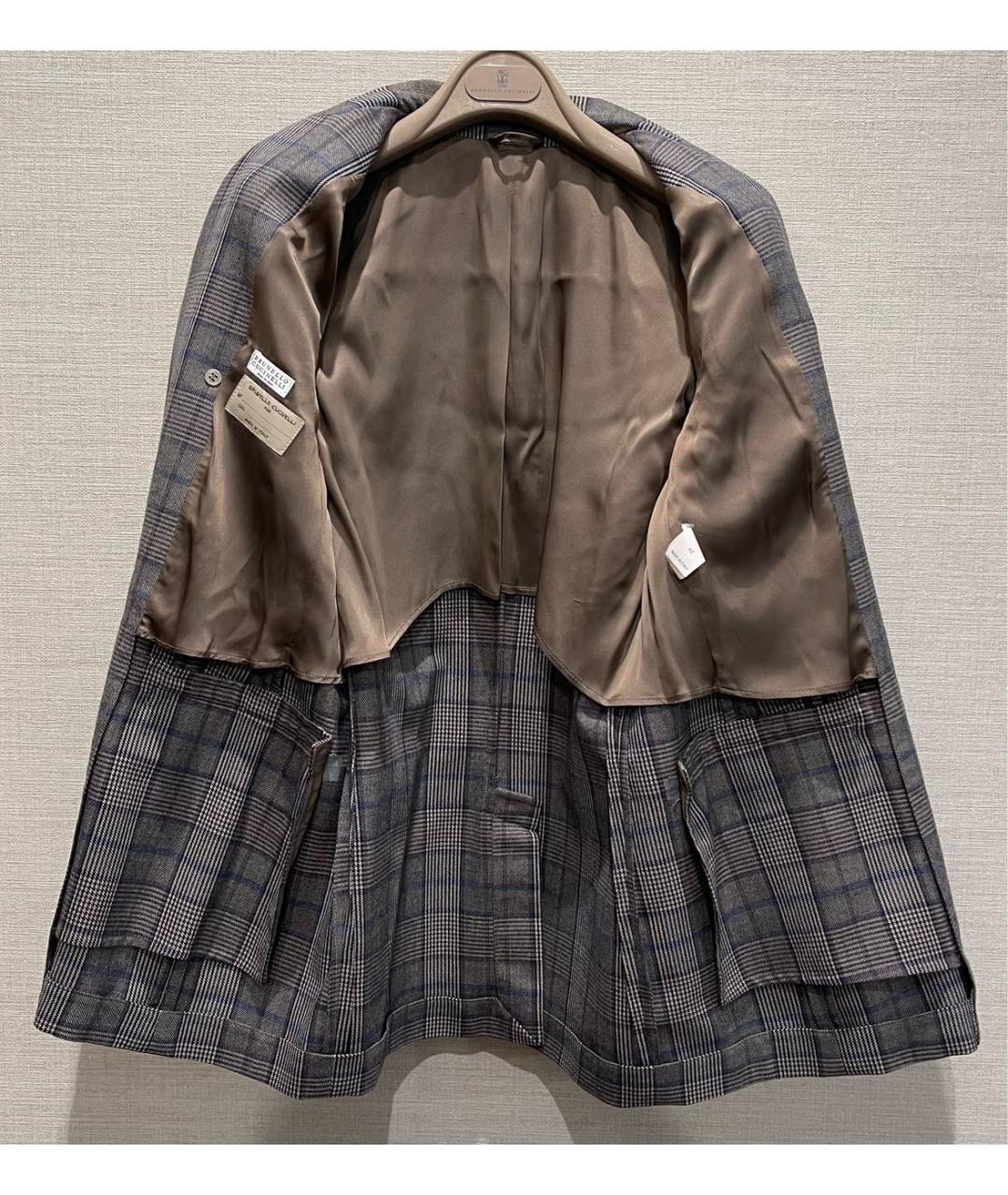 BRUNELLO CUCINELLI Коричневый шерстяной костюм с брюками, фото 3