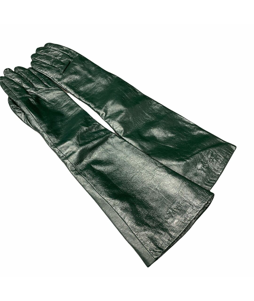 PRADA Зеленые кожаные перчатки, фото 1