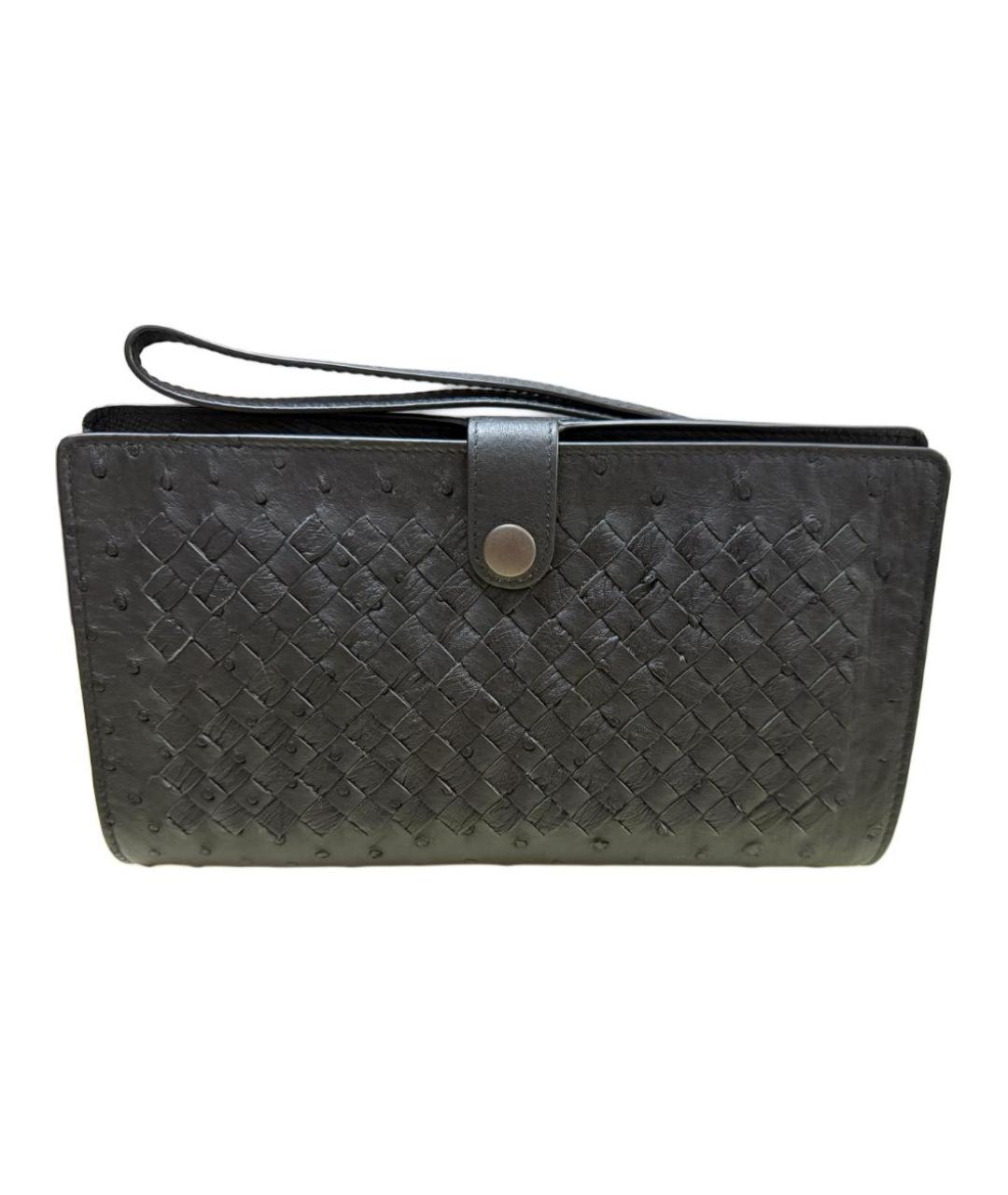 BOTTEGA VENETA Черная папка для документов из экзотической кожи, фото 1