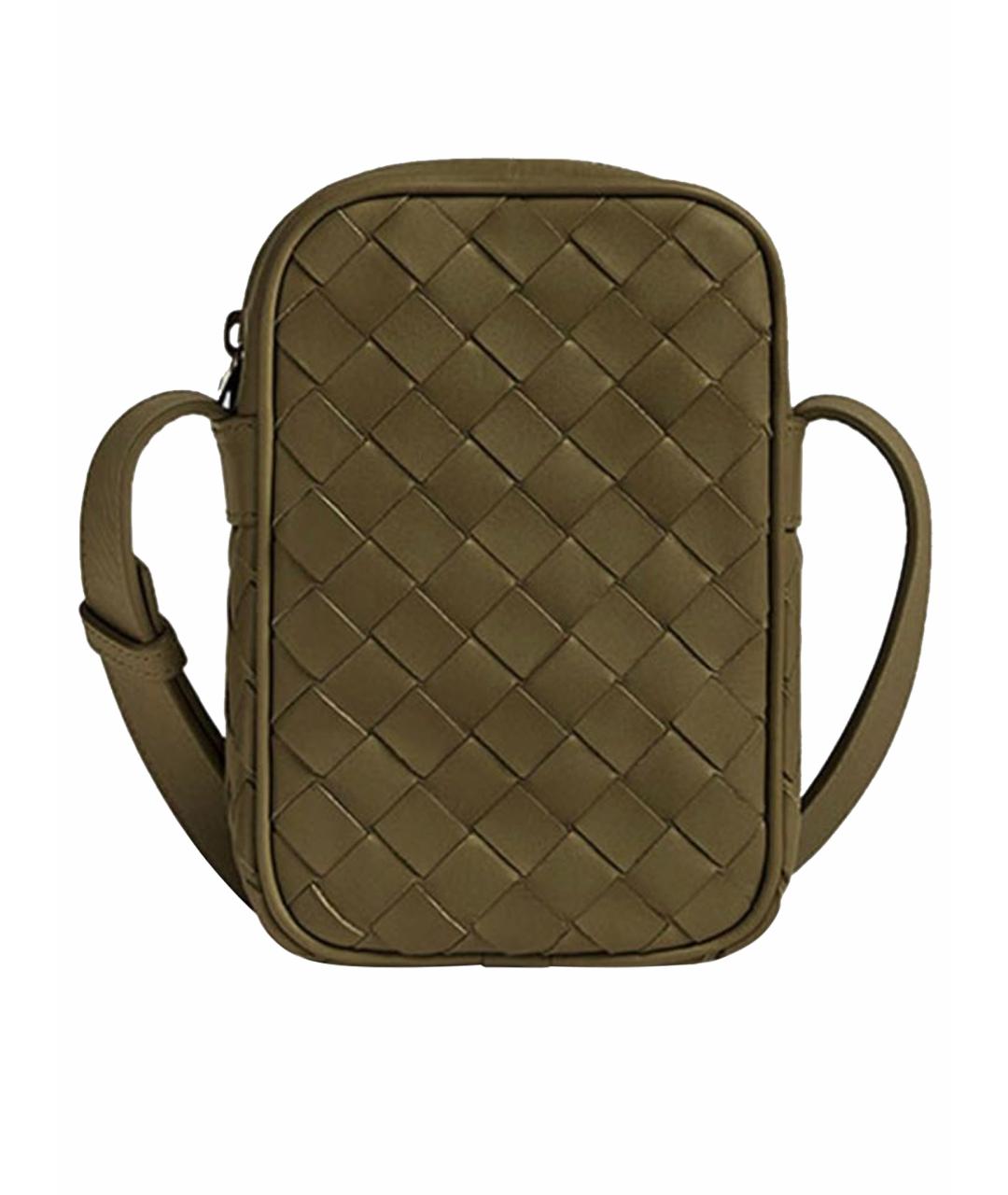 BOTTEGA VENETA Хаки кожаная сумка на плечо, фото 1