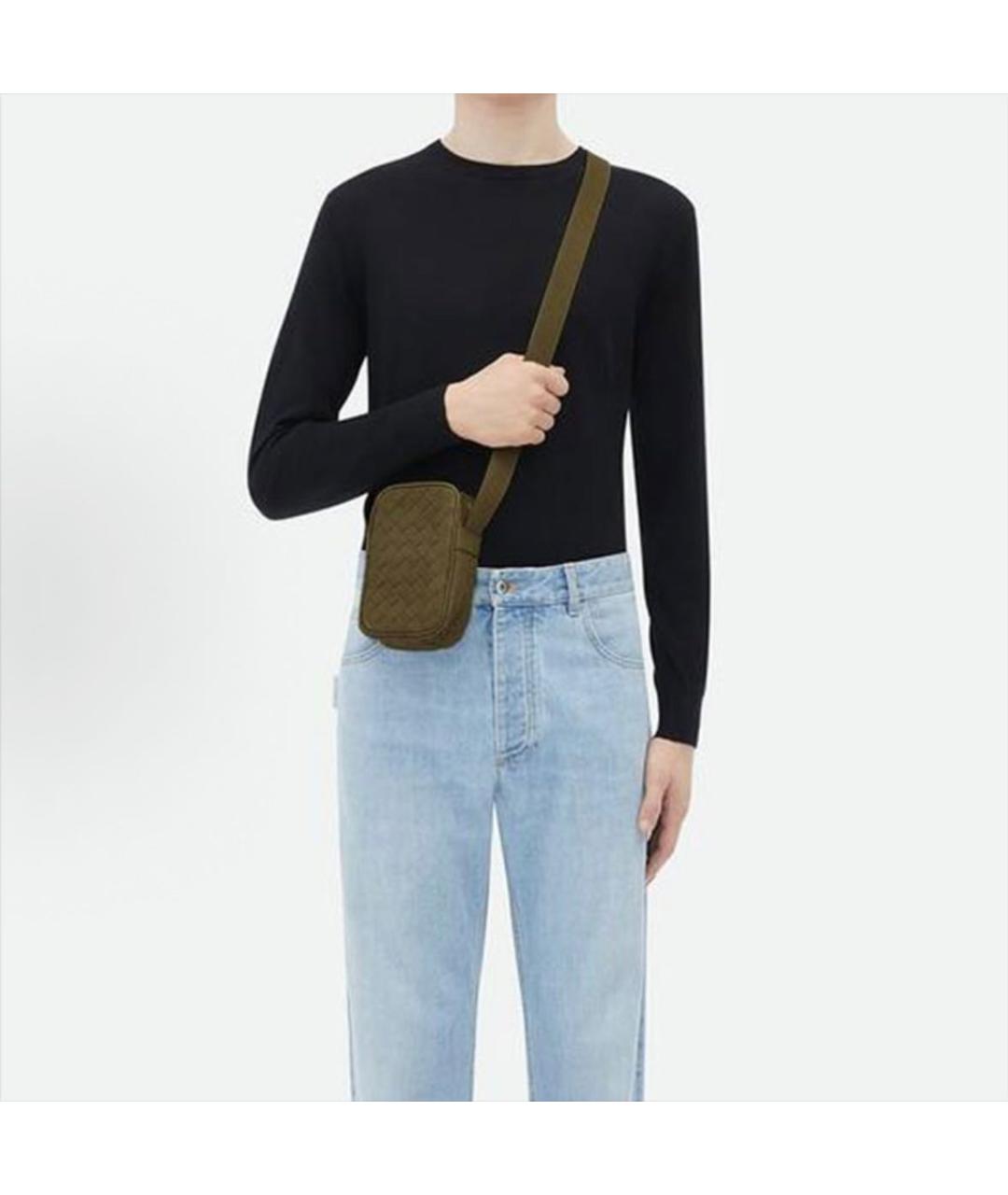 BOTTEGA VENETA Хаки кожаная сумка на плечо, фото 4